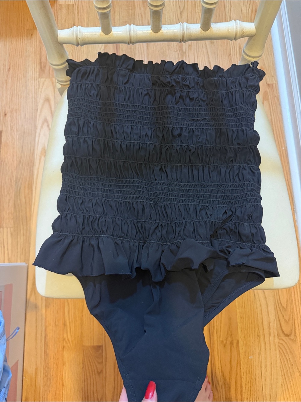 Tory Burch Black Ruffle bandeau style bathing suit size medium
